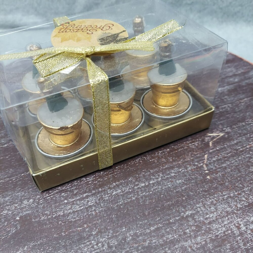 Gold Mini Champagne Bucket Candles Set Of 6 In Clear Gift Box With Gold Ribbon - Picture 5 of 9